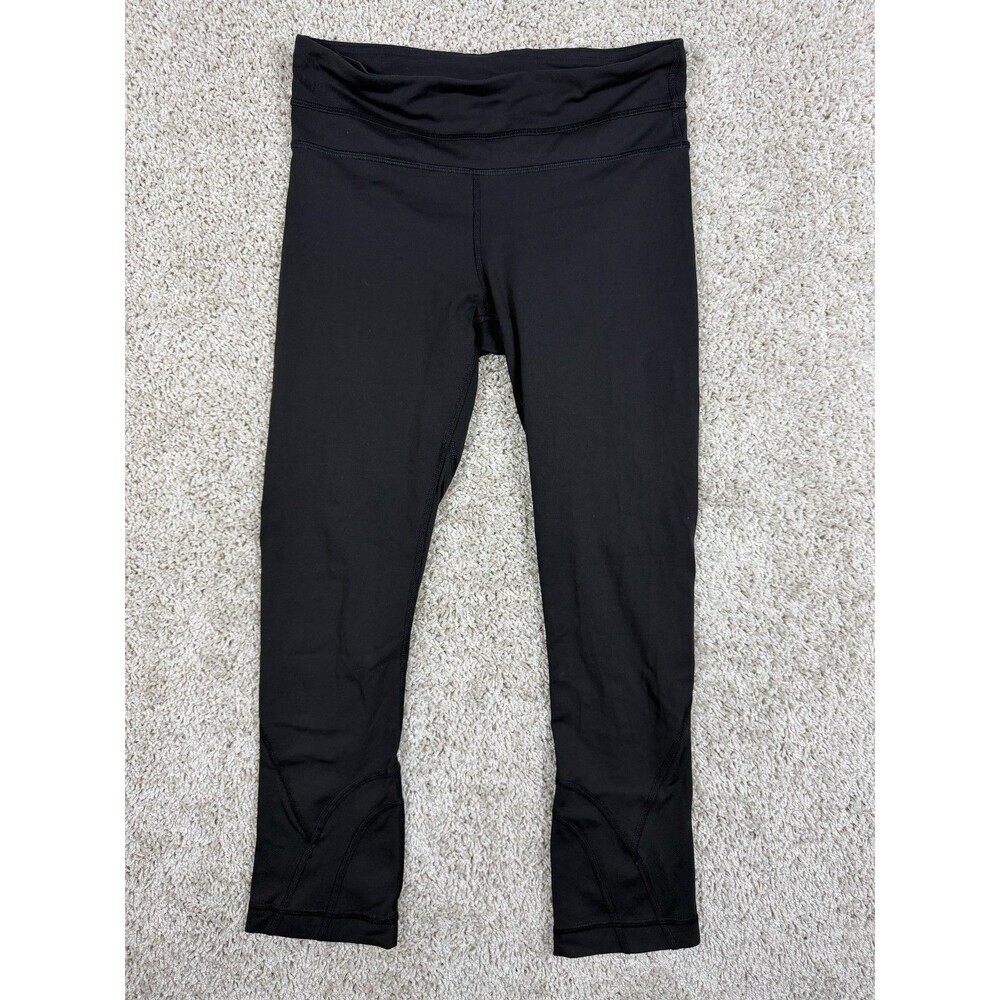 Lululemon Black Crop Capri Leggings Womens Size 4 High Rise Zip Pocket